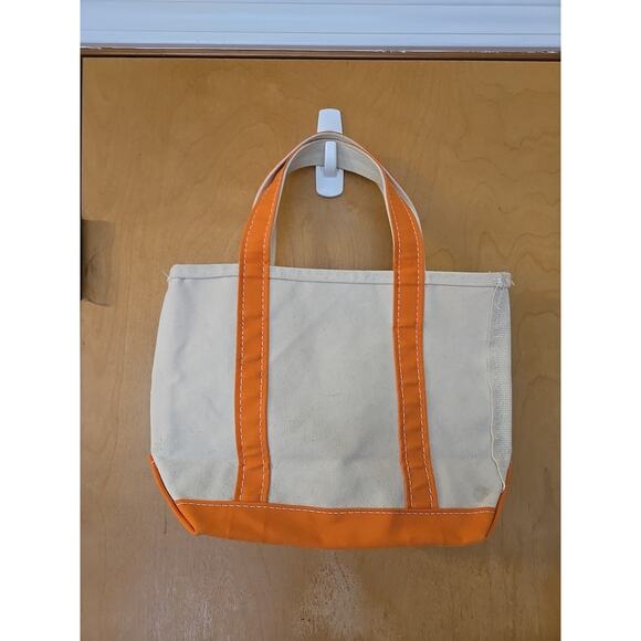 Vintage LL BEAN Mini Boat And Tote Orange / White Made In USA 14x9 - Picture 1 of 6